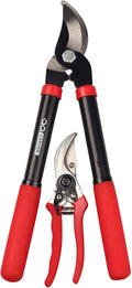D&ampD Garden: Bypass 2-Piece Combo Set - 8 Pruner &amp 15 Lopper - Gardening Cutting &amp Trimming Tools Comfort Grips Heat Treated Blades Yard Work