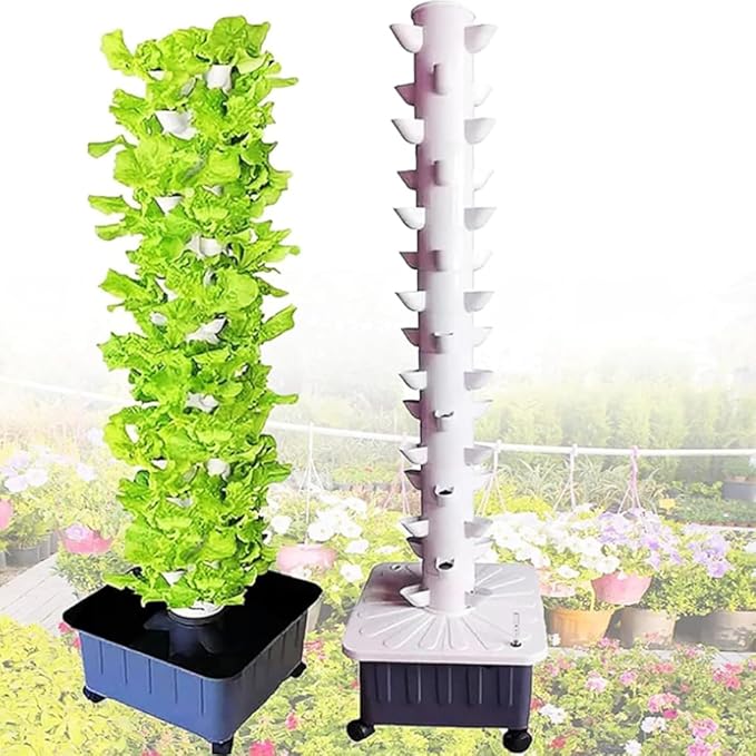 Hydroponic Tower Growing 15 Floors 45 Plants Sites Indoor Vertical Gardening Grow Kit Detachable PP Colonization Cups Farm Greenhouse Hydroponic Grow
