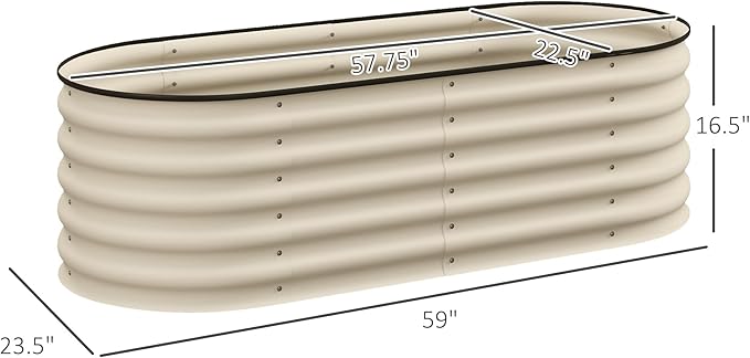 4.9' x 2' x 1.4' Galvanized Raised Garden Bed Kit Outdoor Metal Elevated Planter Box with Safety Edging Easy DIY Stock Tank for Growing Flowers Herbs Vegetables Cream