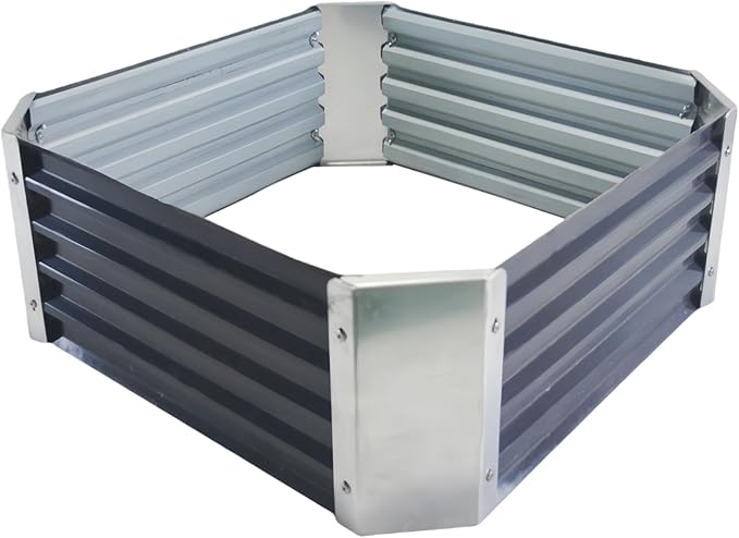 2ft x 2ft Galvanized Raised Garden Bed Horticultural Planting Box Metal Planter Boxes Outdoor Suitable for Plants Flowers Vegetables Herbs Fruits Dark Grey