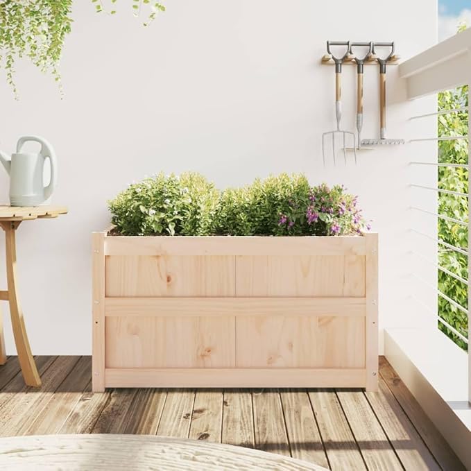 Wooden Raised Garden Bed Garden Planter Box Outdoor Wood Raised Garden Bed for Planting Plants Vegetables 35.4x19.7x19.7 Solid Wood Pine-356