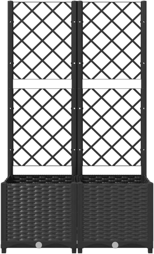 Garden Planter with Trellis Trellis with Planter Box Outdoor Raised Garden Bed for Climbing Plants Raised Garden Bed Garden Planter Box Black 31.5x15.7x53.5 PP