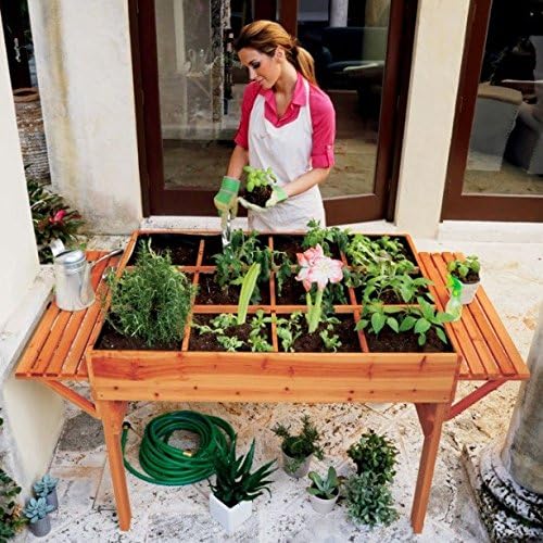 Master Gardner Elevated Garden Bed - Heavy-Duty 48 x 36 Raised Planter Box with Storage Shelf &amp Durable Wood Frame for Outdoor Gardening Vegetables Flowers &amp Herbs