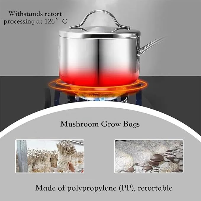 Sealable Mushroom Grow Bags with 0.2 Micron Filter10''x5.5''x24''0.08mm/3.15mil Thick PPExtra Large Size Transparent Cultivation Bags for Commercial &amp Home Use (25PCS)