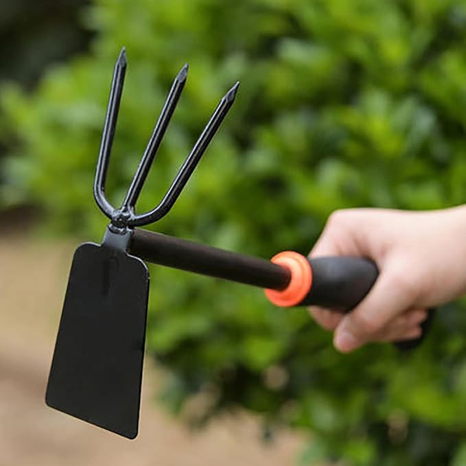 Garden Tools Set 4 Piece Gardening Hand Kit Includes Garden Shovel Hand Trowel Rake Dual-Purpose Hoe Gardening Tools Gift for Women Men