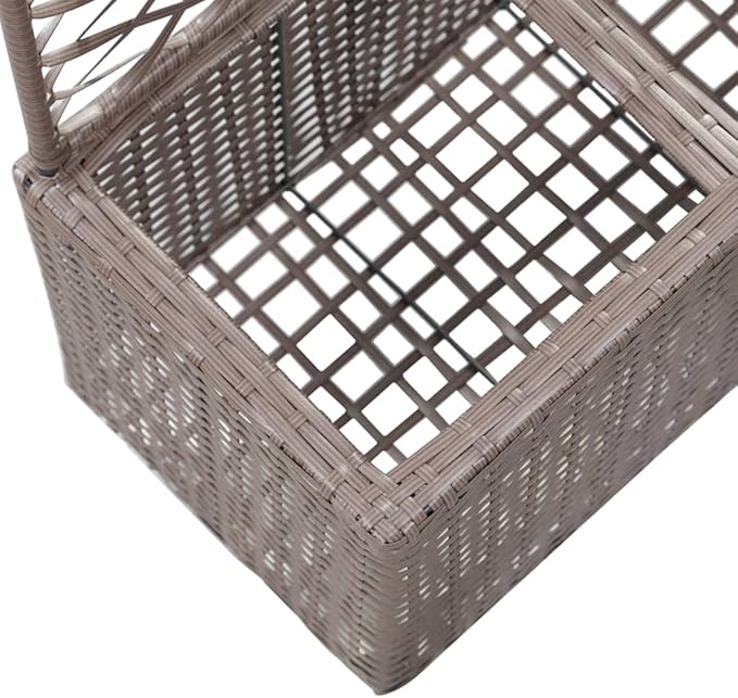 Trellis Raised Bed with 2 Pots garden planters outdoor above ground garden boxes for growing vegetables flowers herbs DIY gardening 22.8x11.8x42.1 Poly Rattan Brown