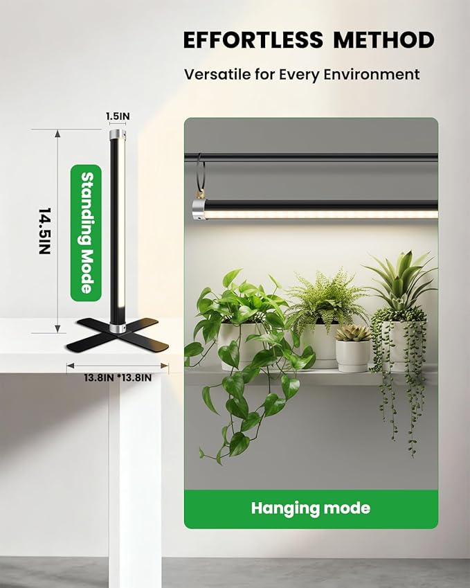 SJZX Grow Light for Indoor Plants 40 LEDs Full Spectrum Plant Light Stand with Timer High PPFD Grow Light 1.2ft Vertical Standing/Hanging Indoor Plant Light for Small Plant Herbs in Home &amp Offi