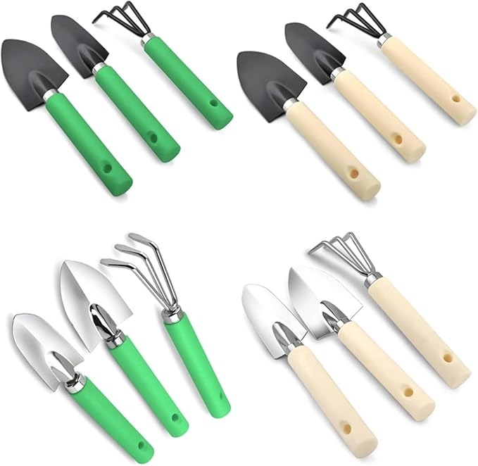 Garden ShovelGarden Trowel 3pcs Mini Garden Shovel Rake Spade Bonsai Tools Set Wooden Handle for Flowers Potted Plant Garden Tools (Color : 3)