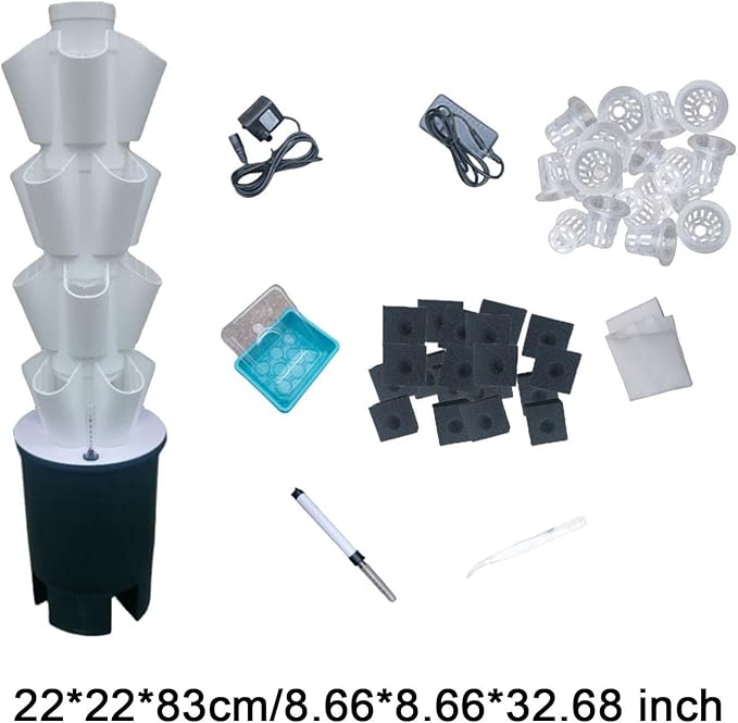 Hydroponic Grow System Vertical Hydroponic Column 4 Layers US Plug Adapter Cultivation System for Nursery Gardening Lover