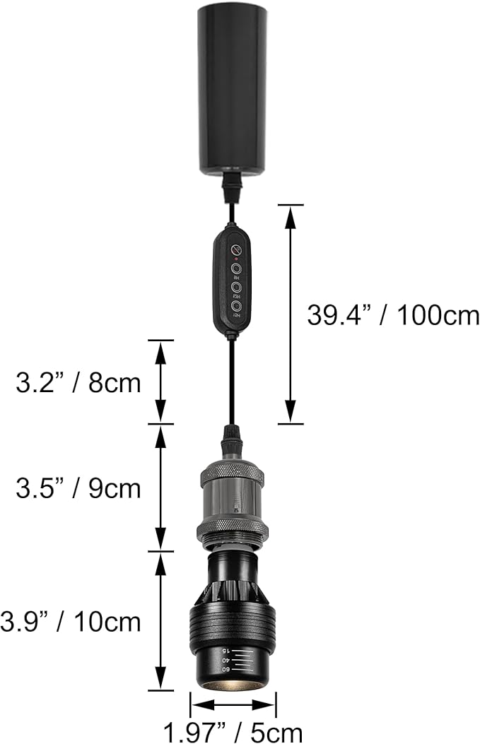 Adjustable Height J-Type Track Light Pendants 24 H Timer 4500K 10W LED Full Spectrum Gloss Black Industrial Porcelain Lamp Holder AUTO Plant Growing Lamp for Kitchen Island Green House