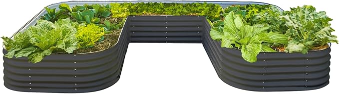 Vego garden 17 Tall U-Shape Raised Garden Bed Metal Raised Planter Bed for Vegetables Flowers Ground Planter Box Jumbo Size