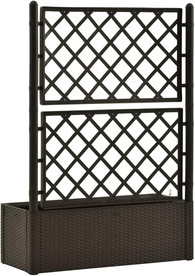 SKM Garden Raised Bed with Trellis and Self Watering System Mocha-3968