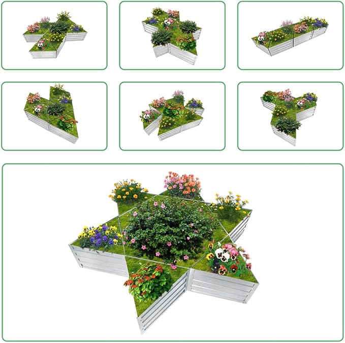 DIY Galvanized Raised Garden Beds 6 Pack Easy DIY Metal Planter Boxes for Grow Fruit and Root Vegetables Flower