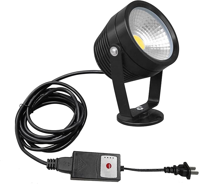 Kiven IP65 Waterproof LED Landscape Up Down Ligh Black Decorative Spotlight with Plug-in Cord and Timer for Indoor Outdoor Yard Step Statue LED Lawn Light(5W Yellow Light)