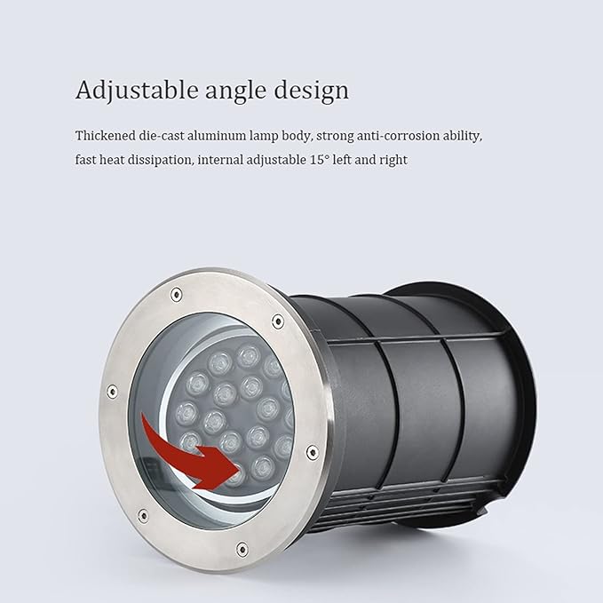 Adjustable Angle Underground Light LED Spotlight Recessed Buried Light Outdoor IP66 Waterproof Wall Washer AC85-110V for Garden Lawn Plaza Hotel Garden Landscape Lights