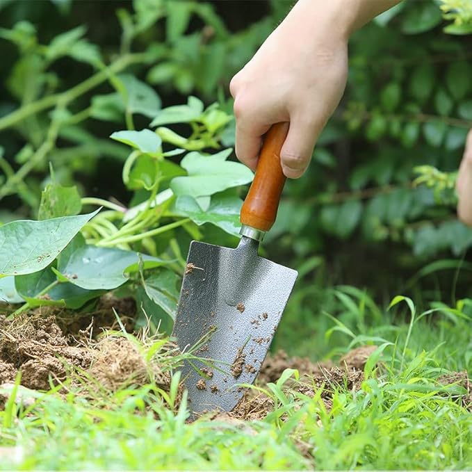 5PCS/Set Wooden Handle Iron Garden Shovel Rake Spade for Flowers Potted Plant Bonsai Mini Gardening Tools Set Digging Weeding