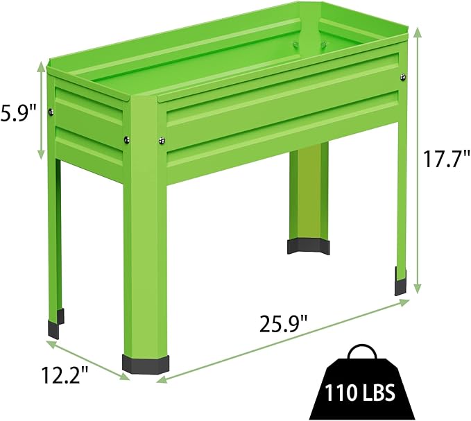 Elevated Metal Planter Box Stand Heavy Duty Raised Garden Bed for Vegetables Flowers Herbs Indoor Outdoor Use Green