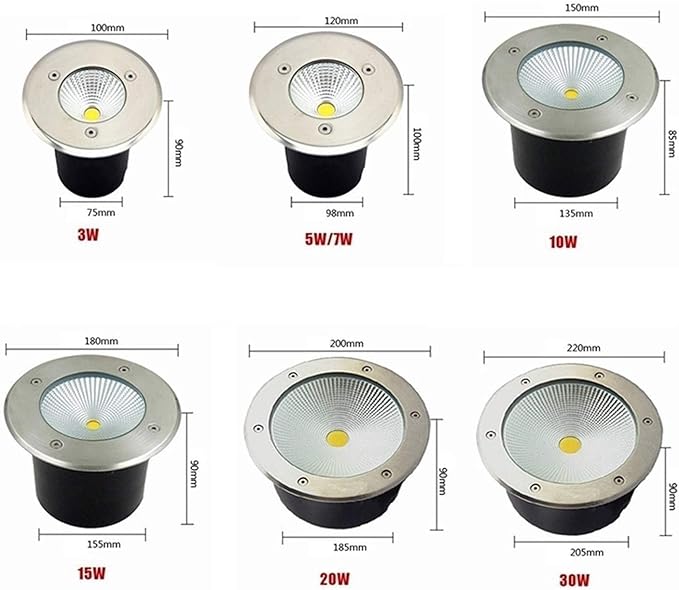 Buried Garden Light - Outdoor Recessed Spotlight IP67 Waterproof Floor Light Spotlight AC 85-265V Outdoor Lawn and Courtyard Buried Lights for Hotels Villas Driveways Landscape Lights