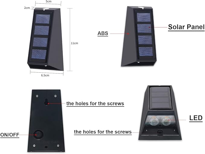 Solar Wall Lamps LED Solar Powered Lights Wall Mounted Outdoor Garde Waterproof IP65 Shatterproof RGB 7 Colors Solar Lamp for Patio Home Landscape Spotlights Deck Lights Camping 2 Pack