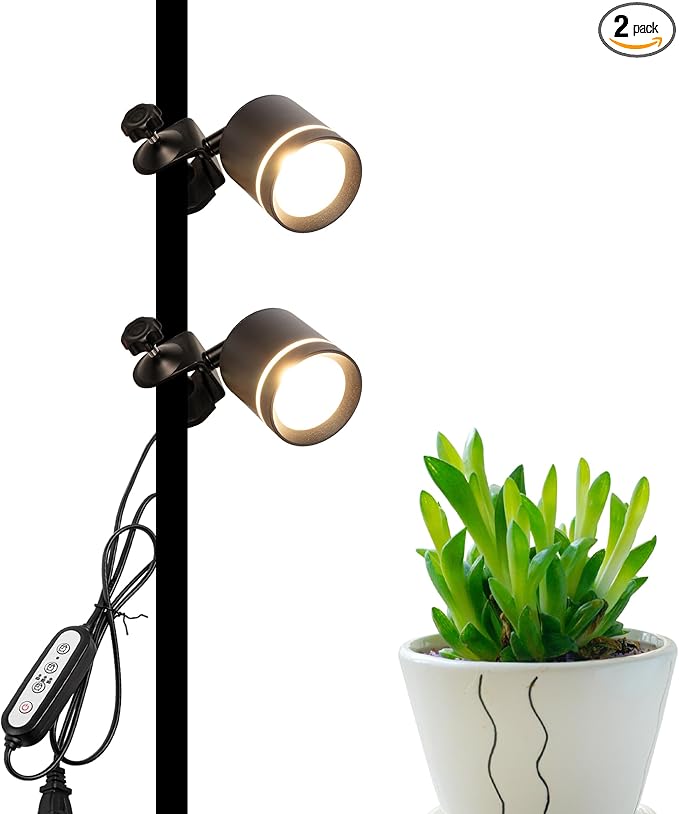 7W LED Linear Look Black Super Clamp Lamp Full Spectrum Clip-on Desk Lamp Macaron Wall Sconce Spotlight Wall Lamp No Wiring Needed Timer Plug in Cord for Plant Growing Light