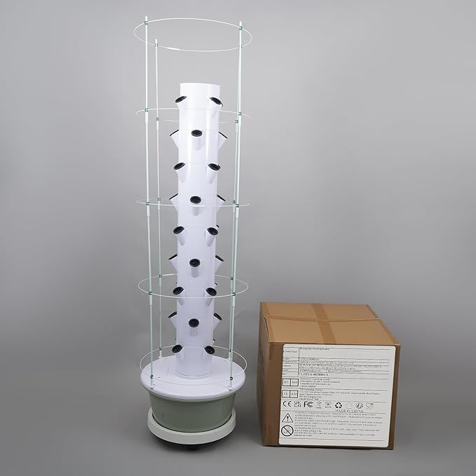 Vertical Hydroponics Growing System Kits 55.9in Vertical Planter Tower with Smart Controlled &amp 7.92Gal Tank Indoor Gardening Planter for Vegetable (Green 9 Tiers 36 Holes)
