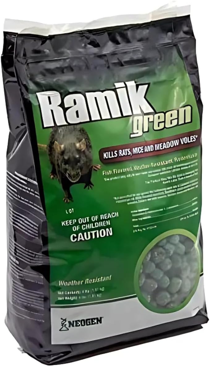Neogen Ramik Green Fish Flavored Weather Resistant Rodenticide Nuggets4 lb Bag (00615)(Pack of 4)