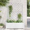 Large Garden Planter White Polypropylene UV-Resistant 39.4 x 16.9 x 55.9 in for Climbing Plants Outdoor Patio Balcony
