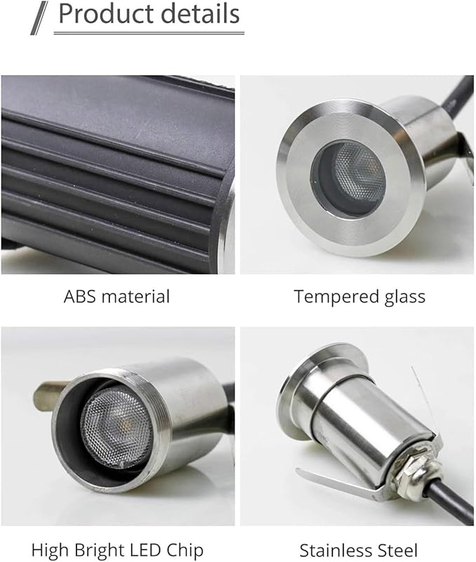 Outdoor Buried Lights - 12V Low Voltage IP68 Waterproof LED Landscape Lamps for Swimming Pools Fountains and Ponds (Warm Light 1W)