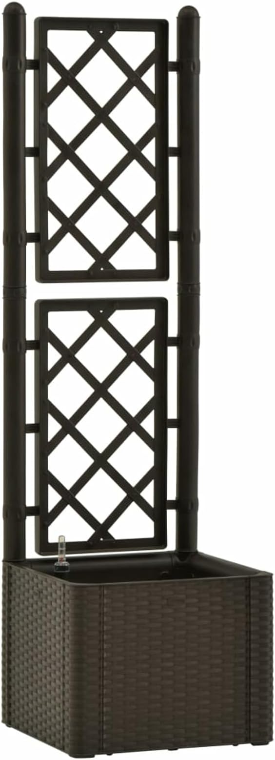 Garden Raised Bed with Trellis and Self Watering System Mocha Raised Garden Bed Planter Box Raised Garden Beds Outdoor Planter Raised Beds 313964 Anthracite