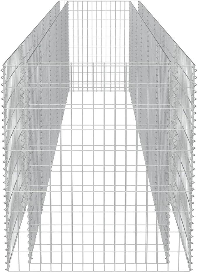 Galvanized Steel Gabion Planter Raised Bed Outdoor Garden Galvanized Steel Wire Mesh Grid Stone Wall Flower Raised Bed for Vegetables Flowers Plants 212.6x35.4x39.4