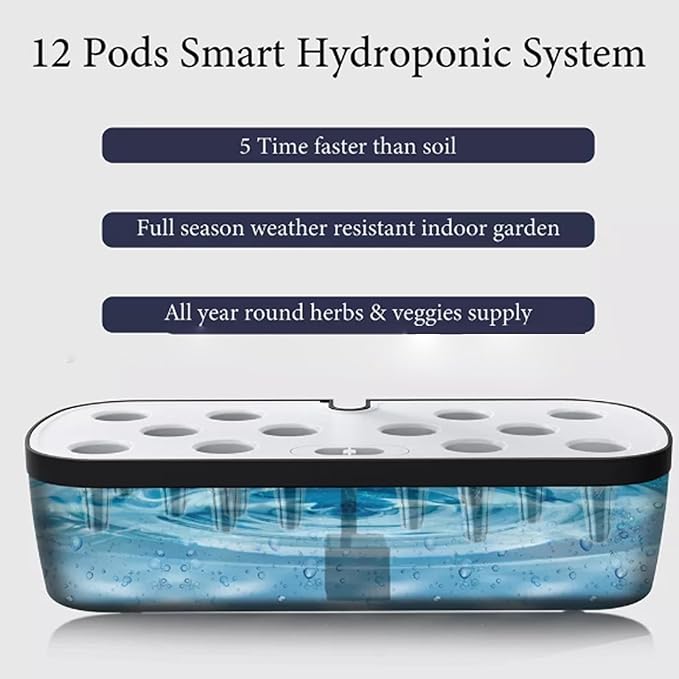 Hydroponics Growing System12 Hole Lazy Vegetable Planting Intelligent Hydroponic Planting Machine Simulated Sunlight Growth Lamp(A)