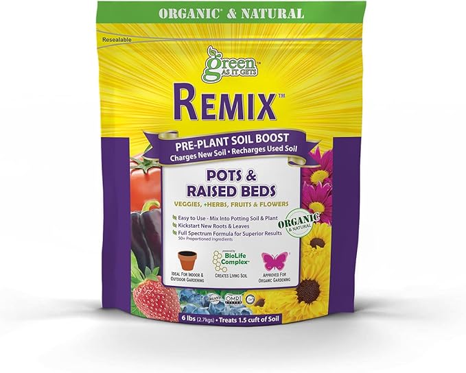 Remix Pre-Plant Soil Boost for Pots &amp Raised Beds 6 Pound - Treats 1.5 cuft of Soil