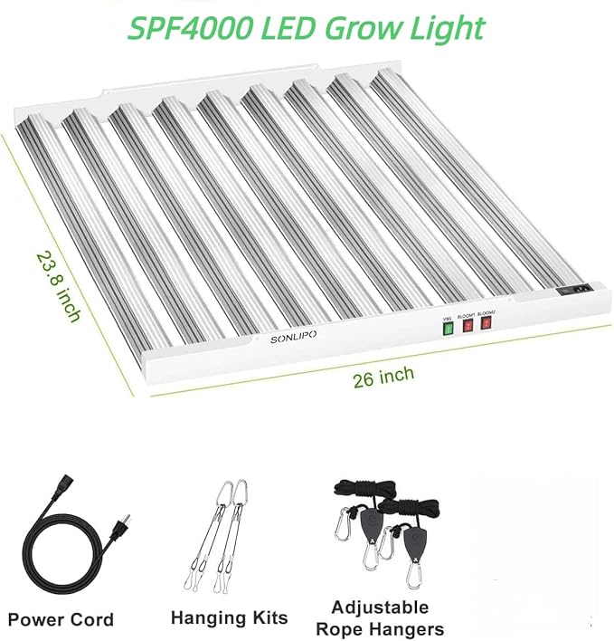 2024 New SPF4000 400W LED Grow Light 5x5ft Coverage with New Diodes &amp IR Lights Full Spectrum Veg Bloom Growing Lamps for Indoor Plants Seeding Flower Led Plant Light Fixture