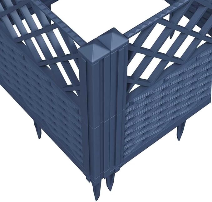Blue Grey Modular Garden Planter 17.1in Square Polypropylene Matte Finish Outdoor Indoor Use Durable Raised Garden Bed for Patio Balcony