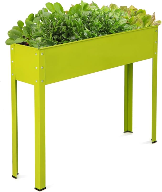 S AFSTAR Raised Garden Bed Galvanized Elevated Planter with Legs &amp Drainage Holes Freestanding Garden Bed for Indoor Outdoor Fruit Green Elevated Planter Box for Vegetable Flower Herb Fruit Gr