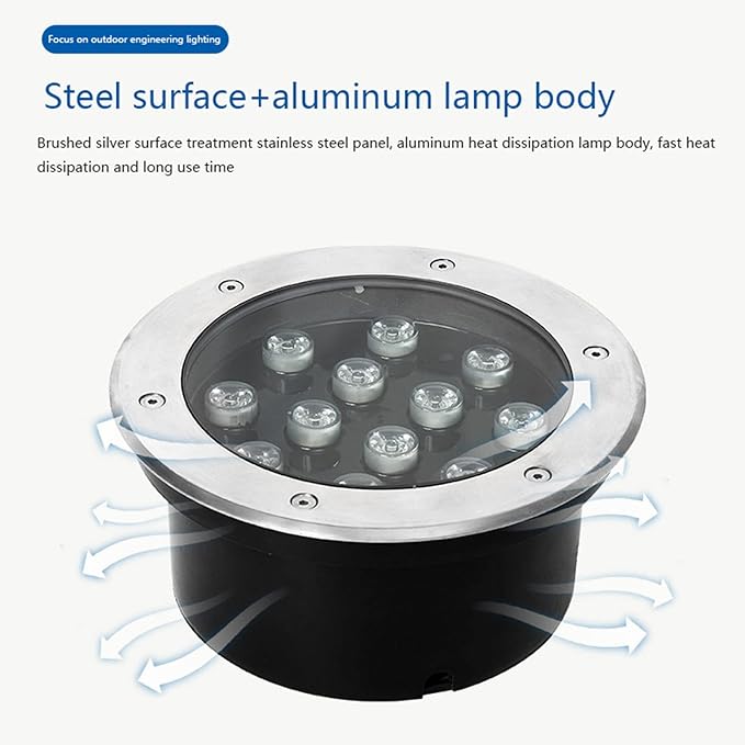 Outdoor Ground Light Embedded Round LED Underground Light IP66 Waterproof Recessed Landscape Light AC85-110V for Walkway Garden Stairs Deck Driveway Spotlights