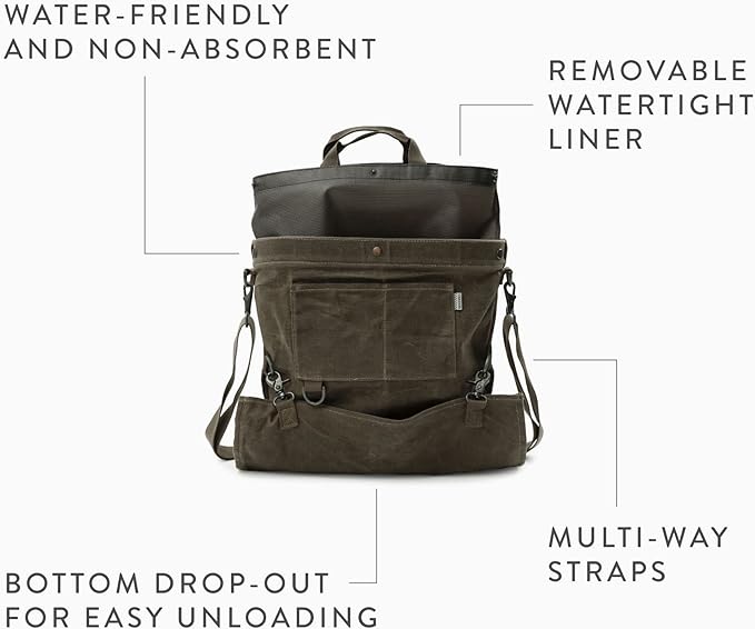 Barebones Harvesting and Gathering Bag - Foraging Harvest and Fruit Picking Bag with Convertible Straps - Water-Resistant Waxed Canvas Gardening Tool(Slate Gray)