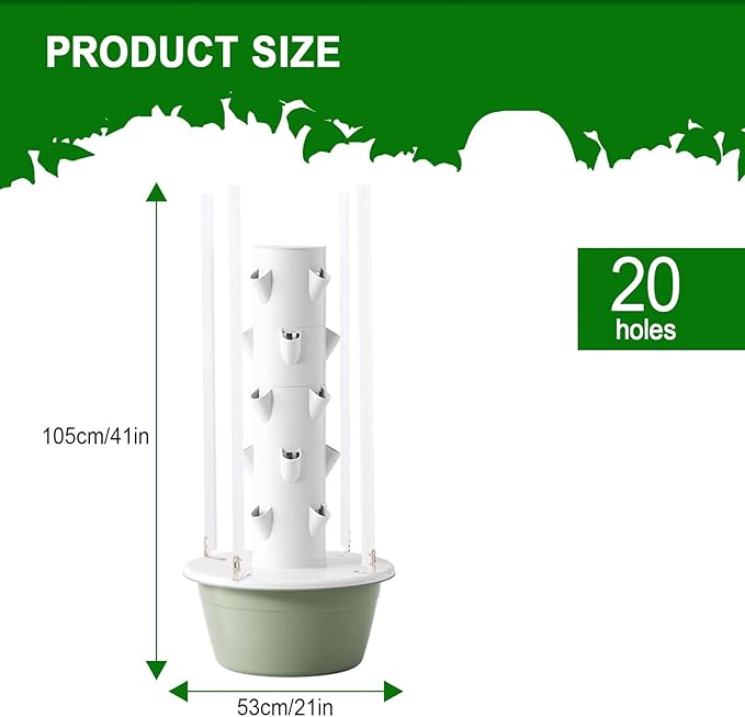 Hydroponic Tower Growing Kits Hydroponics Tower with LED Grow Light Hydroponics Tower Automatic Water Circulation System for Herbs and Vegetables 5/7/9 Thfloor(105cm/41in)
