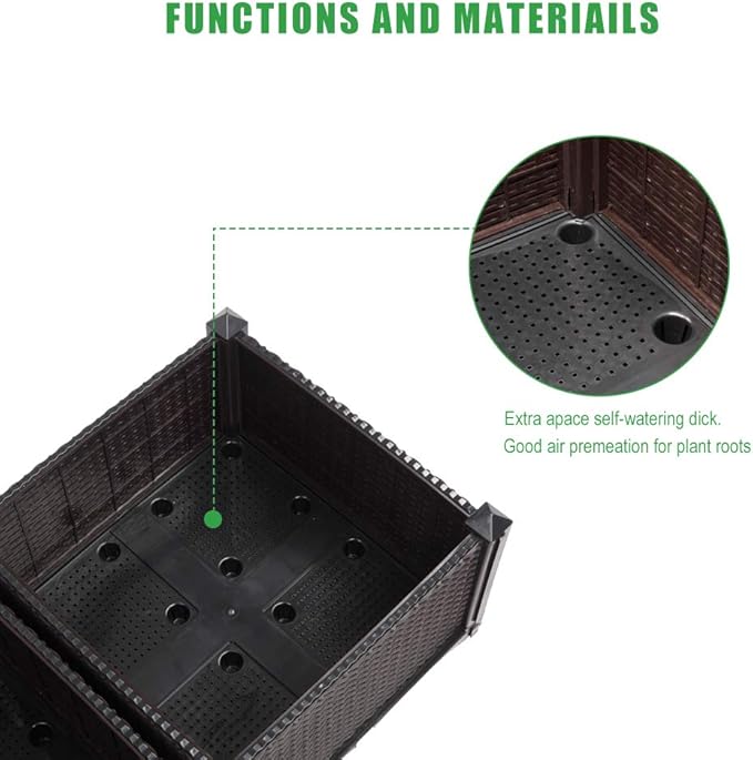 4pcs Raised Beds Garden Bed Garden Planters Outdoor Raised Planter Box Planter Raised Garden Boxes Outdoor Planting Boxes for Vegetables Flower in Backyard/Garden/Patio/Balcony Brown