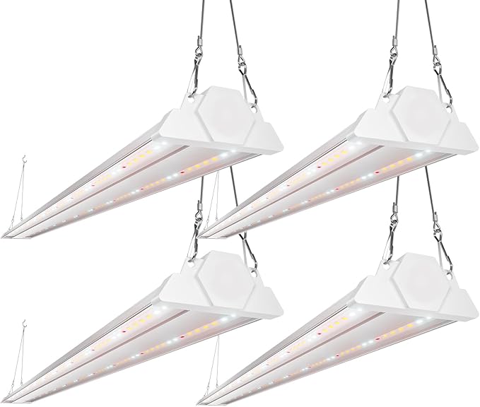 FREELICHT 4 Pack 4ft LED Grow Light 60W (350W Equivalent) Sunlike Full Spectrum Integrated Plant Light for Hydroponic Indoor Plant Seedling Veg and Flower Plug in with On/Off Switch