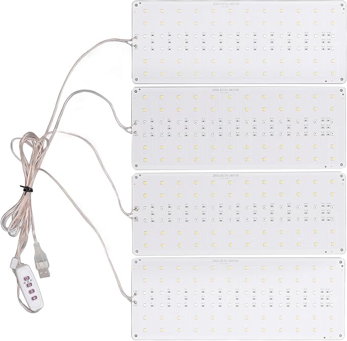 LED Plant Growth Lamp Dimmable Full Spectrum Indoor Grow Light USB 5V Greenhouses (4 Heads)