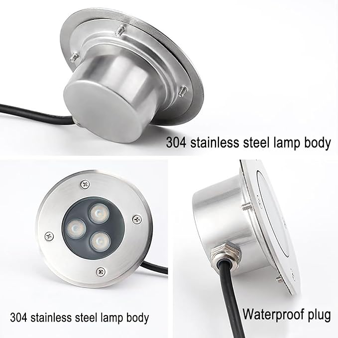 4PCS LED Underwater Buried Lights - IP68 Waterproof Recessed Spot Light for Fountains and Ponds (RGB AC 24V-3W Blue AC 12V)