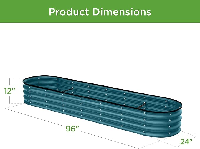 Best Choice Products 8x2x1ft Outdoor Metal Raised Garden Bed Oval Deep Root Planter Box for Vegetables Flowers Herbs and Succulents w/ 108 Gallon Capacity - Peacock Blue