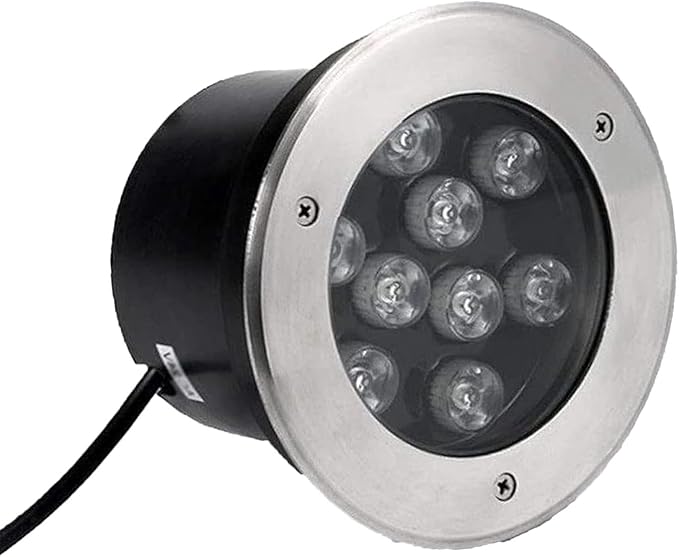 Outdoor Buried Lamp IP67 Waterproof Recessed Landscape Lights Stainless Steel Round Spotlight AC85-265V Low Voltage Floodlight for Villa Patio Lawn Lighting(Green Light6 W)