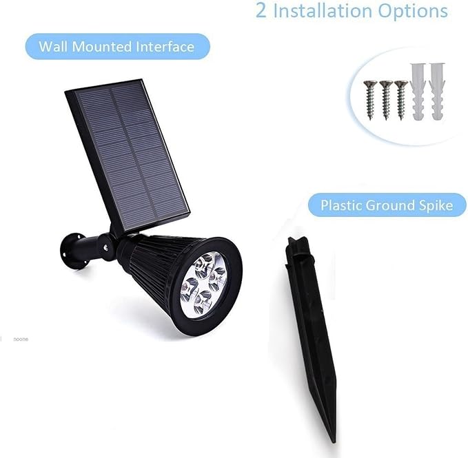 1Pcs 2W Solar Spotlight Outdoor Landscape Lights Waterproof Security Garden Lamp Adjustable for Patio Yard Garden