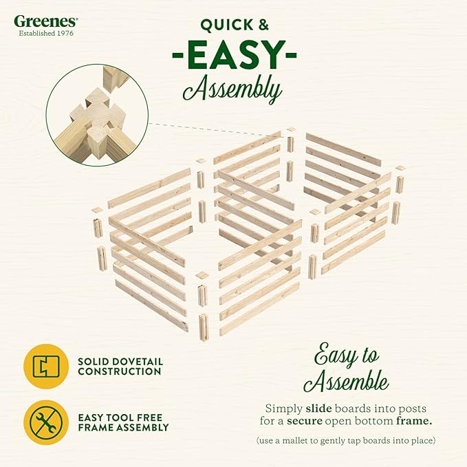 Greenes Fence Original Pine Raised Garden Bed 4' x 8' x 17.5 - Made in USA with American Pine