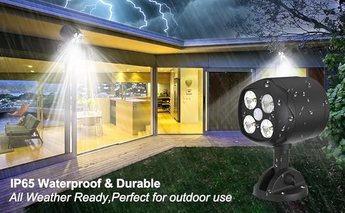 Motion Sensor Outdoor Lights Battery Motion Sensor Light Outdoor 6000K LED Spotlight Outdoor 8W 600 LM Security Lights for Outside Garage and Yard 2 Packs