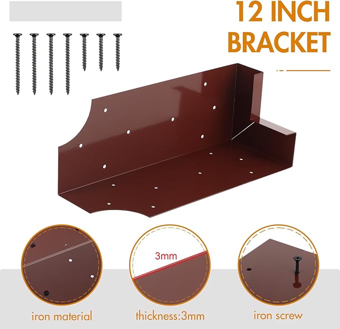 Therwen 8 Set Raised Garden Bed Corner Brackets with 128 Screws Fit Lumber up to 2 Inch x 12 Inch Metal Planter Box Rust Resistant Raised Bed Brackets for Vegetable Garden(Copper)