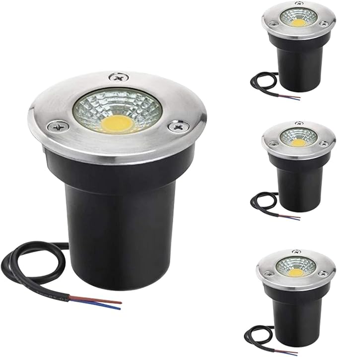 4-Pack 3W COB LED Underground Lights - IP67 Waterproof Garden Spotlights for Landscape Pathway Natural White 110V &amp Warm White 220V