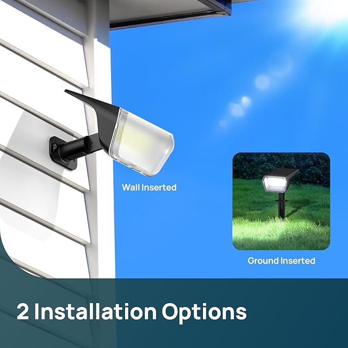Linkind Solar Spot Lights Outdoor Waterproof IP67 60 LED Solar Flood Lights 30% High Conversion Landscape Lighting for Garden Yard Pathway (4 Pack Cool White)